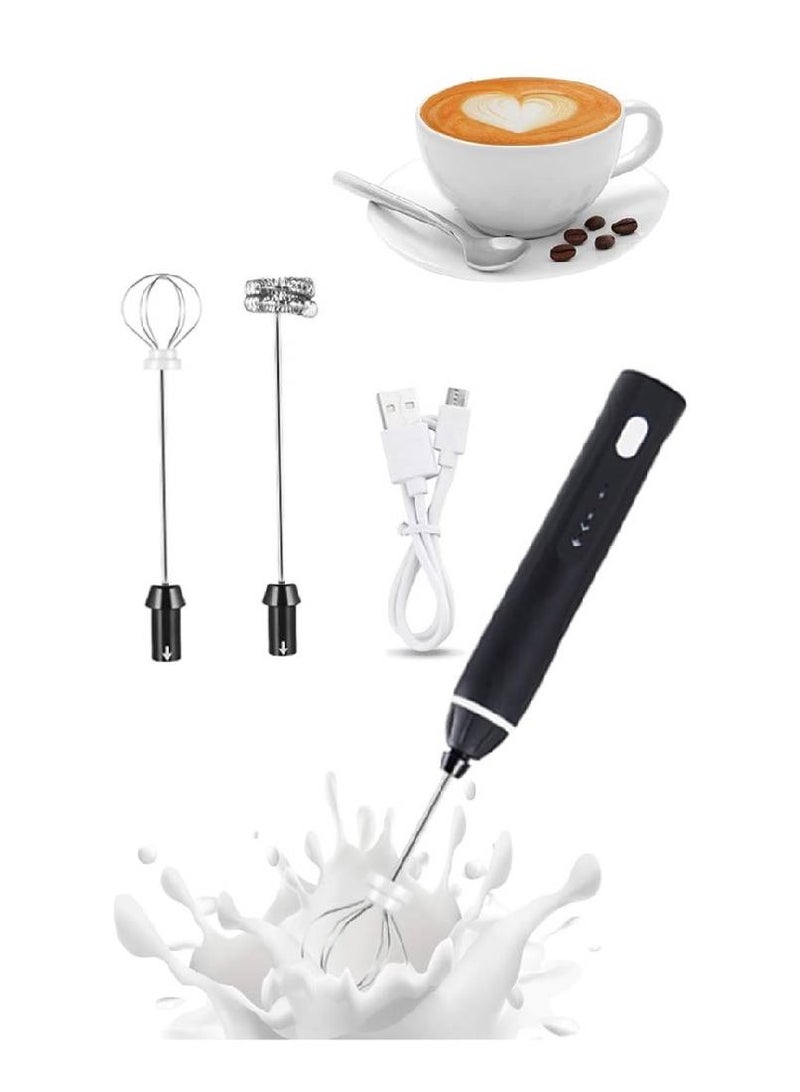 Rechargeable Milk Frother 3 Speeds Handheld Foam Maker With Stainless Whisk For Coffee, Latte, Cappuccino, Chocolate, Milk Tea, Coconut Milk, Durable Frother Drink Mixer, Lc-Mrkmixer