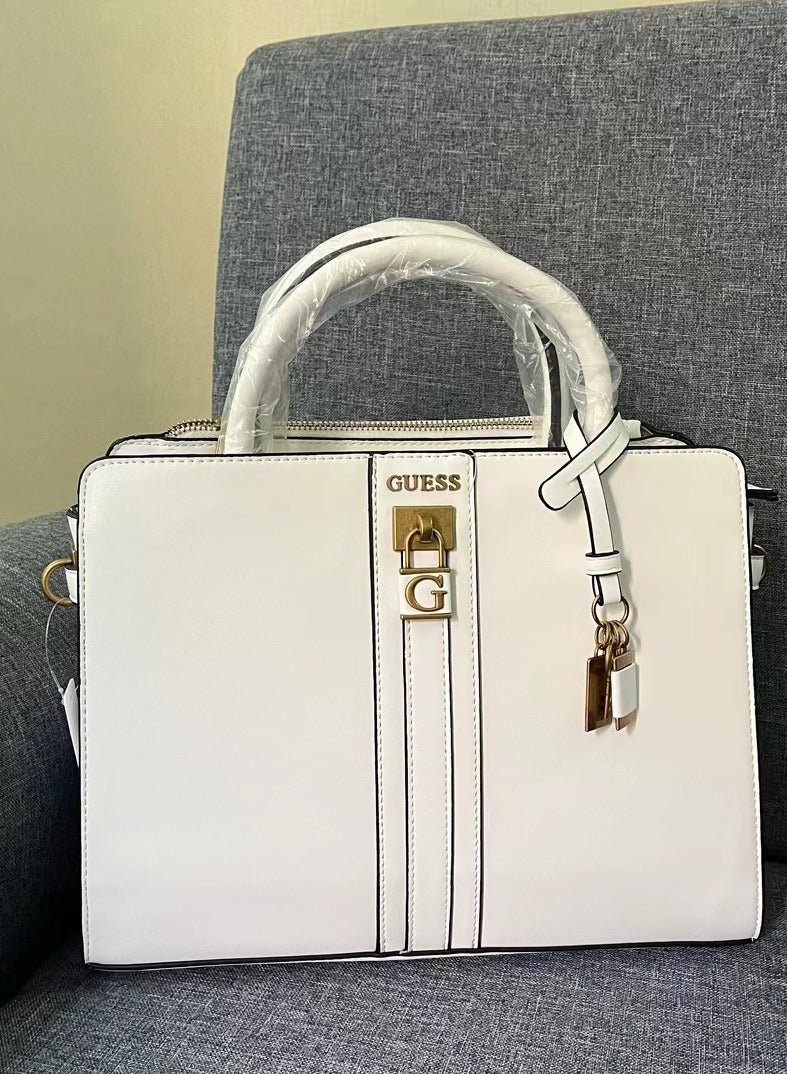 GUESS Ginevra Logo Elite Society White Satchel for Women Cloud wash SB867506