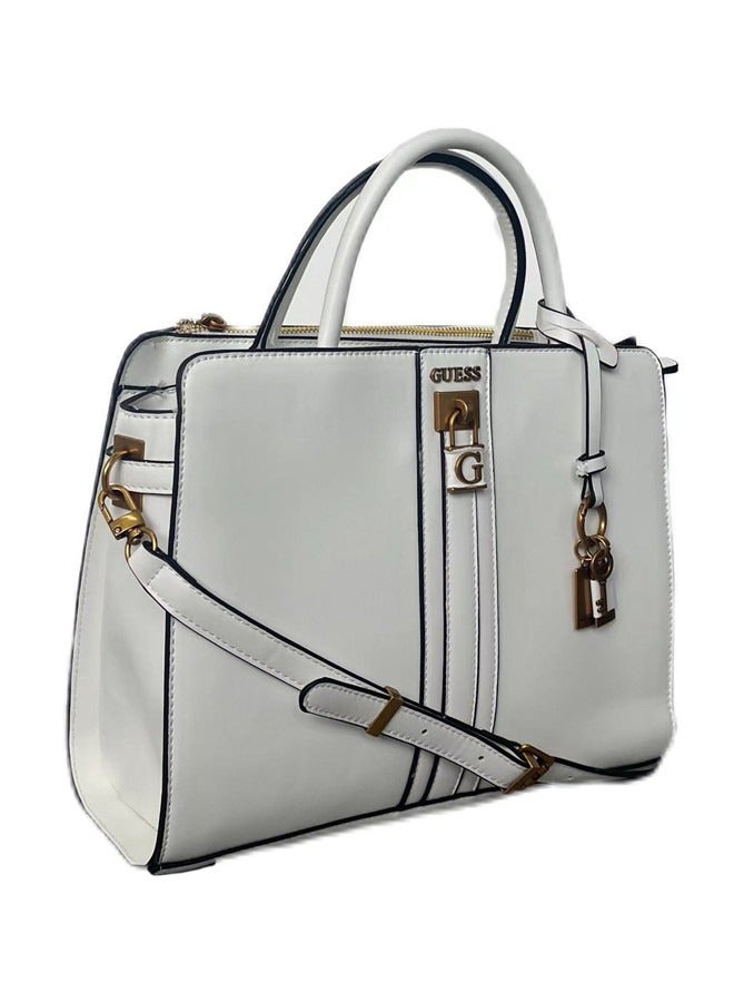 GUESS Ginevra Logo Elite Society White Satchel for Women Cloud wash SB867506