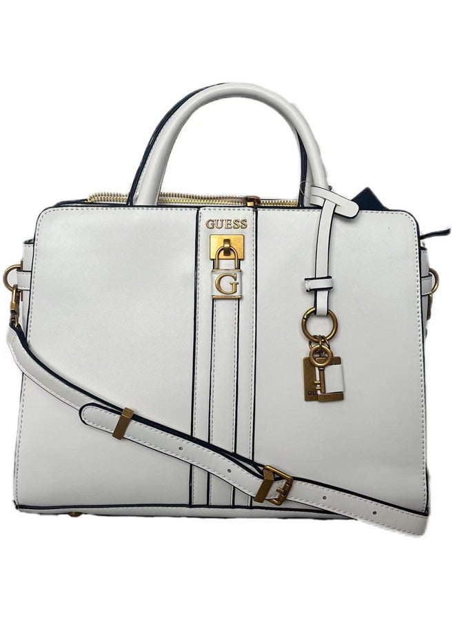 GUESS Ginevra Logo Elite Society White Satchel for Women Cloud wash SB867506