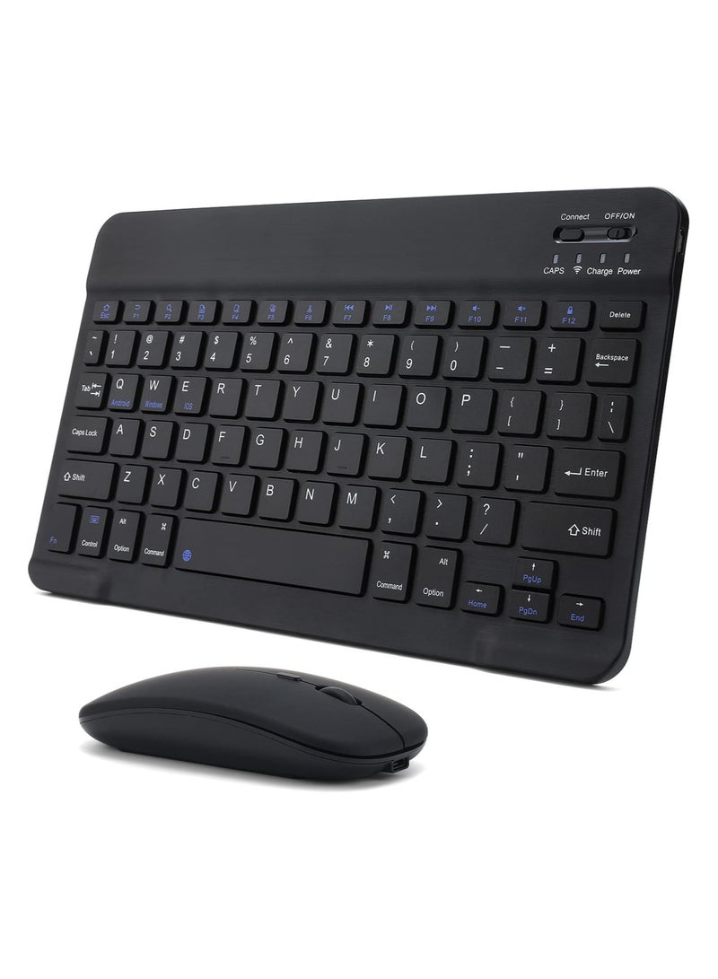 Universal Wireless Keyboard & Mouse Combo with Arabic & English Ergonomic Design and Silent Typing Keys Ultra Slim Design Compatible with Android Apple iPad IOS Windows & Mac (Black)