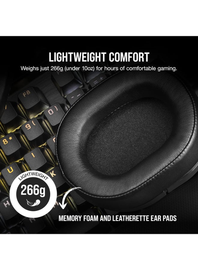 Corsair HS55 Wireless Gaming Headset, Carbon, Low-Latency 2.4Ghz Wireless or Bluetooth, Dolby Audio 7.1 Surround Sound on PC and Mac, Omni-Directional Microphone with Flip-to-Mute Function