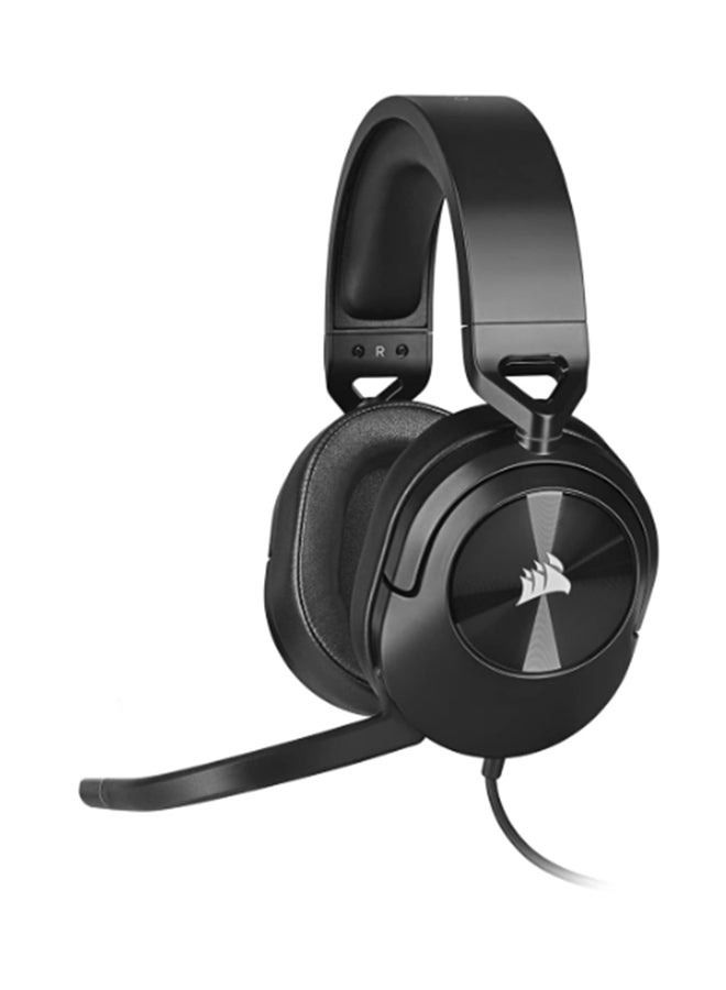 Corsair HS55 Stereo Gaming Wired On Ear Headset (Leatherette Memory Foam Ear Pads, Lightweight Construction, Omni-Directional Microphone, Multi-Platform Compatibility Included Y-Cable Adapter), Carbon