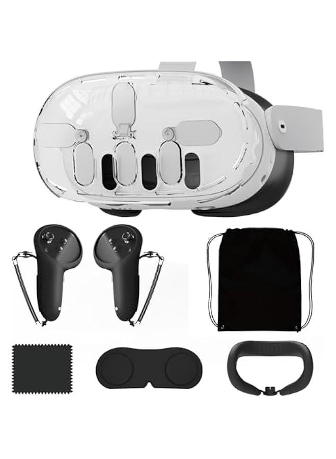 Protective Case set for Meta Quest 3, Accessories for Oculus Quest 3, Impact and Scratch-Proof Case with 1 Headset Cover, 2 Controller Grip, 3 Camera Lens Tempered Glass