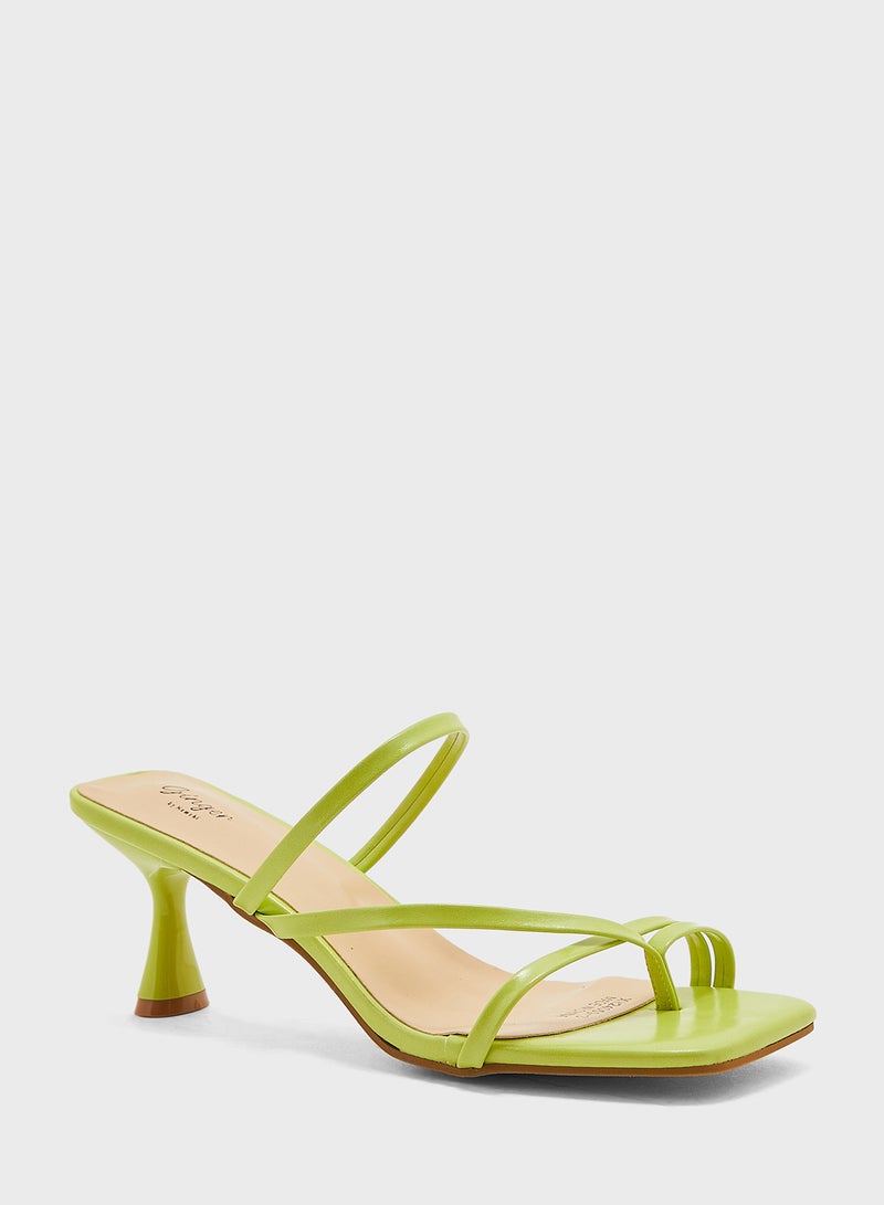 Square Toe Barely There Heel Sandal