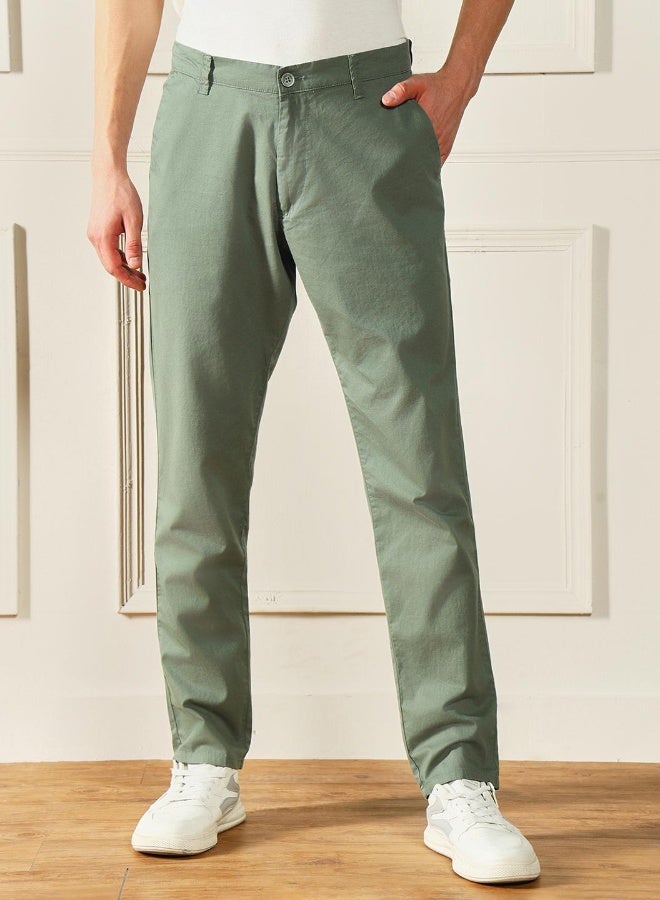 Slim Fit Moss Green Cotton Chinos – Stylish and Comfortable