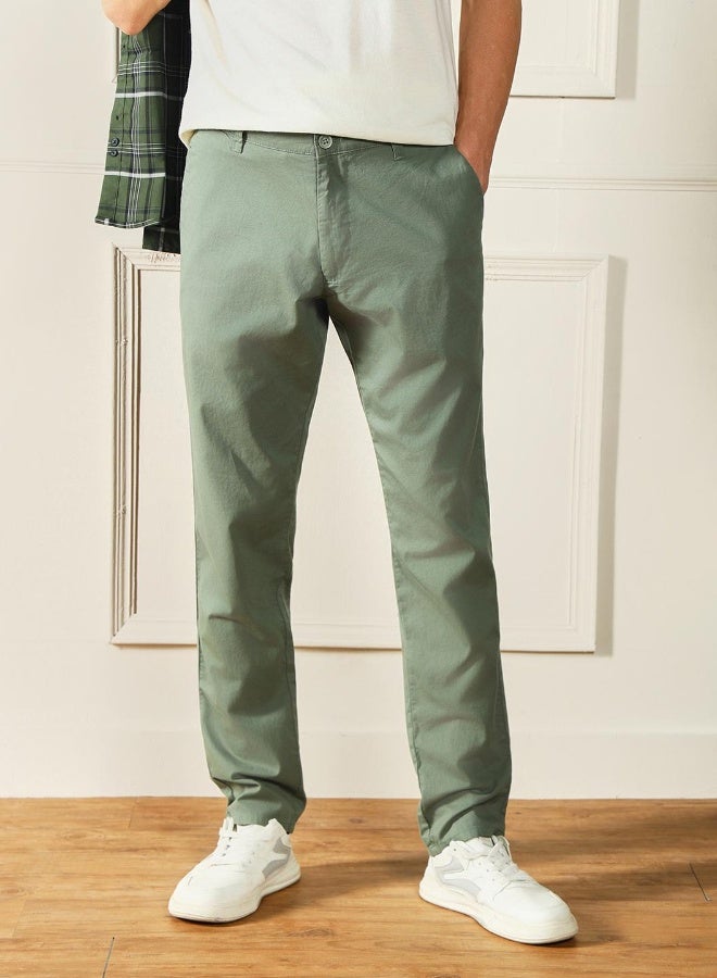 Slim Fit Moss Green Cotton Chinos – Stylish and Comfortable