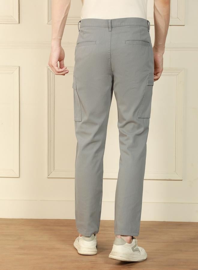 Men’s Straight Fit Mid Grey Cargo Trousers – Classic and Stylish