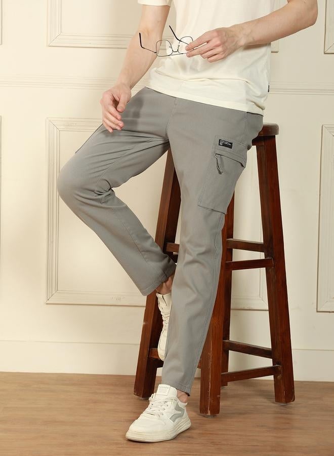 Men’s Straight Fit Mid Grey Cargo Trousers – Classic and Stylish