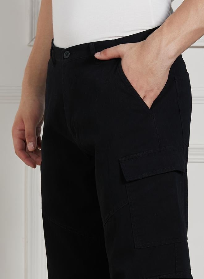 Men’s Relaxed Fit Black Cargo Trousers – Sleek and Functional