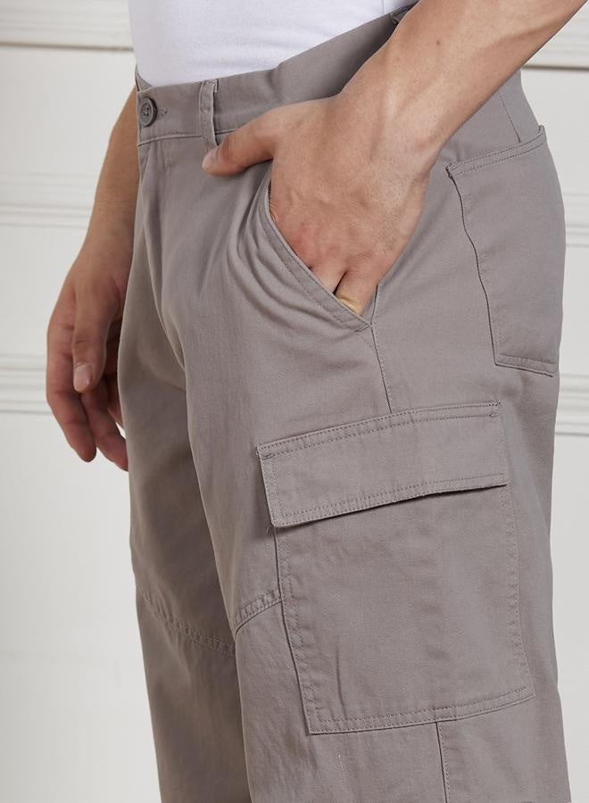 Men’s Relaxed Fit Mid Grey Cargo Trousers – Functional and Trendy