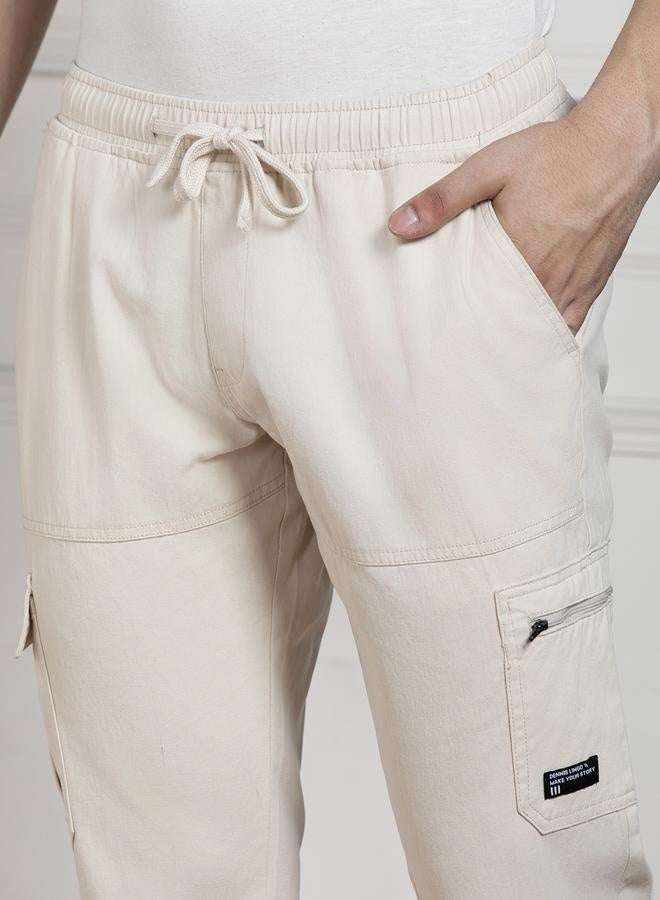 Men’s Relaxed Fit Cream Cargo Trousers – Stylish and Practical