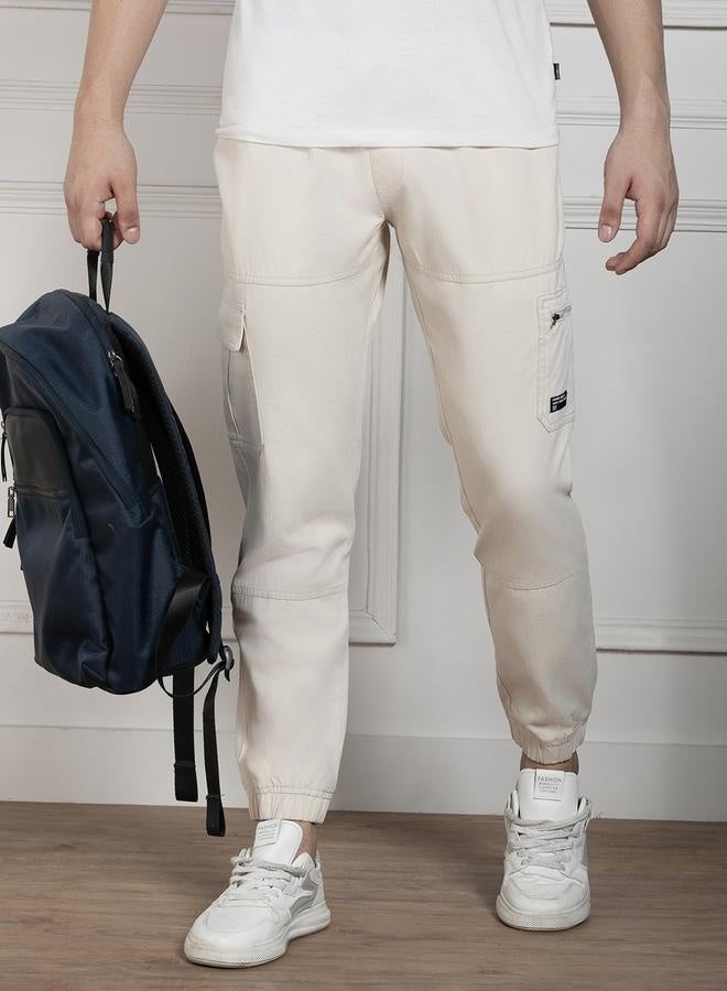 Men’s Relaxed Fit Cream Cargo Trousers – Stylish and Practical