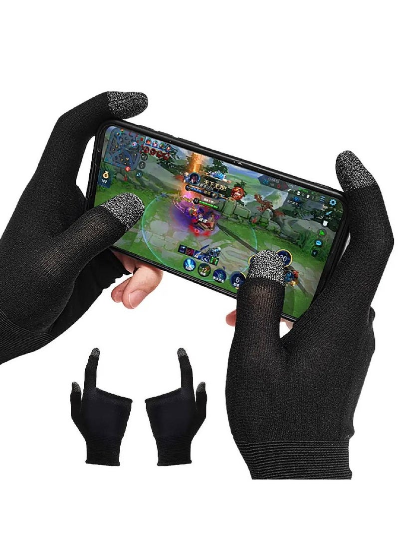 1 Pair Of sports Gaming Gloves, Ultra-Thin Mobile Gaming Gloves, Sweat Resistant Mobile Phone Finger Covers, Touch creen Without Delay Black