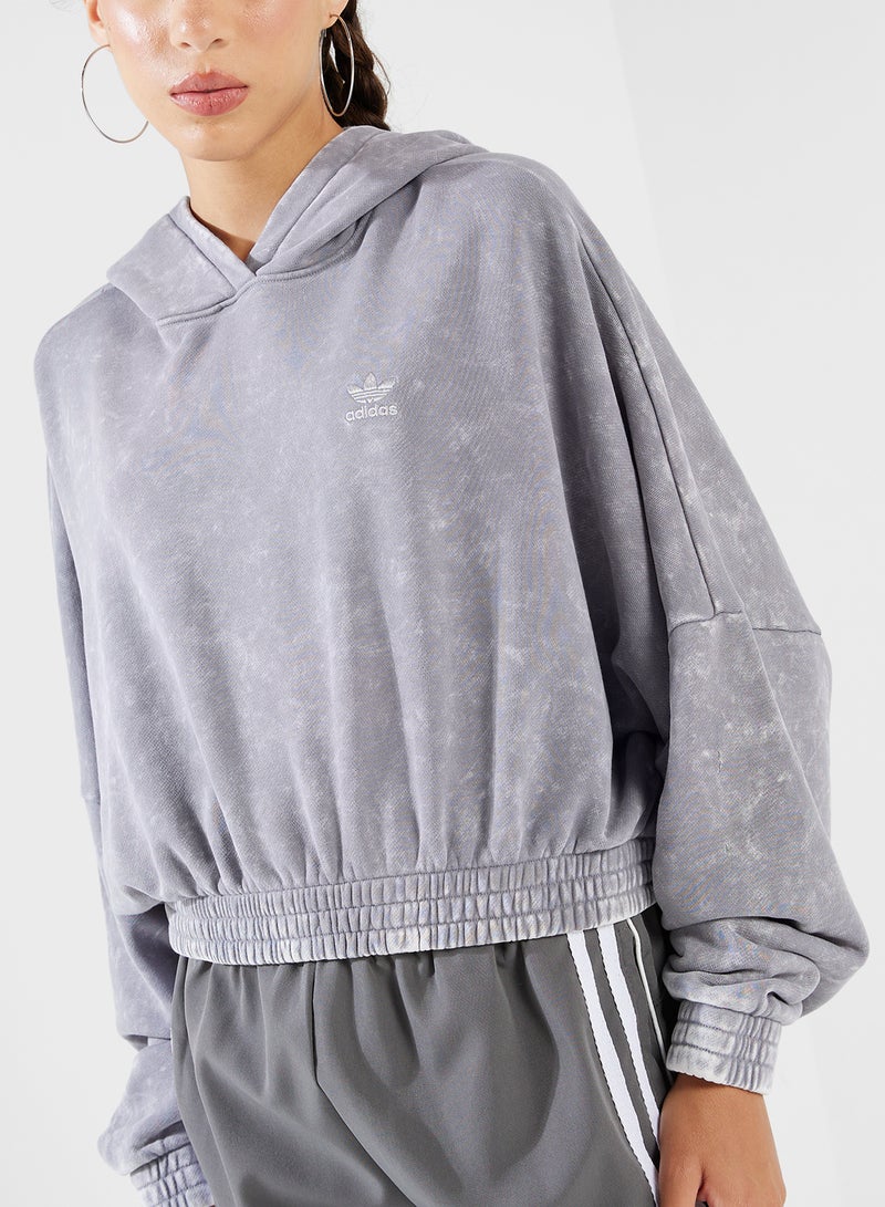 Acid Washed Cropped Hoodie