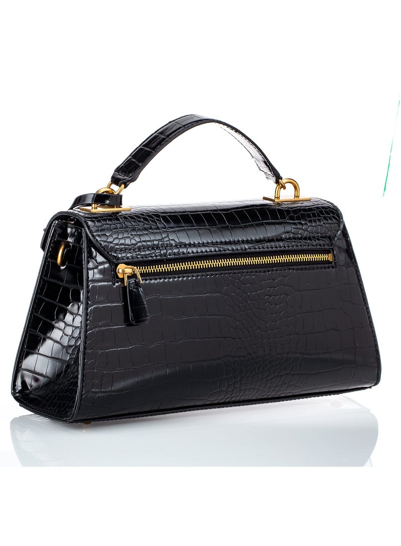 Guess Enisa Top-Handle Flap Bag for Women Black