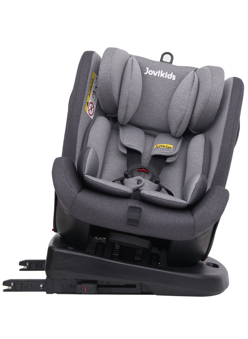 Jovikids Angela Safety Baby Car Seat with Isofix and Top Tether, 360 Degree Swivel Child Seat, Rotating Carseat for Group 0/1/2/3, 0-12 Years Old, ECE R44/04, Black