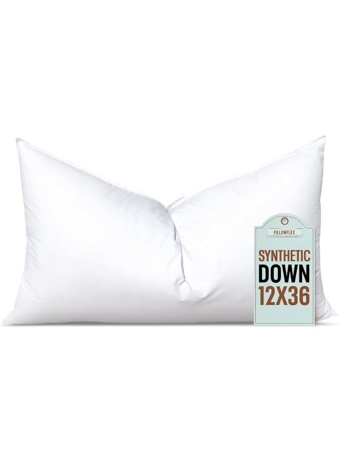 Synthetic Down Pillow Insert - 12x36 Down Alternative Pillow Ultra Soft Body Pillow Large Standard Body Bed Sleeping Pillow - 1 Decorative Pillow Form