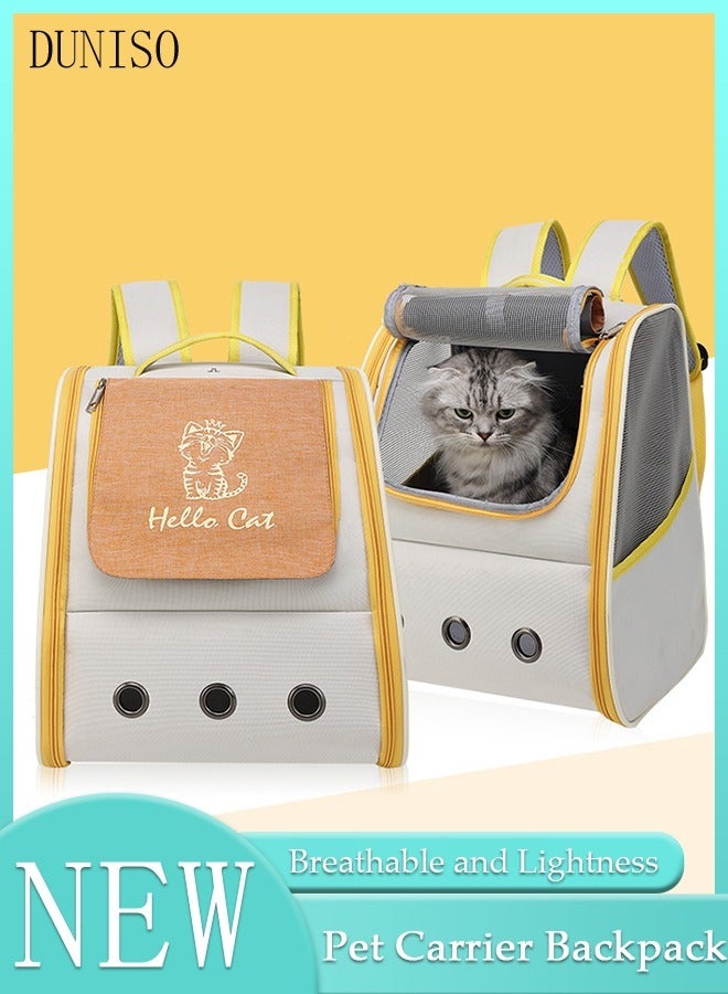 Cat Backpack Pet Carrier Backpack for Small Dogs Carrier with Ventilated Design Collapsible and Waterproof Pet Bag Carrier for Travel Hiking Outdoor