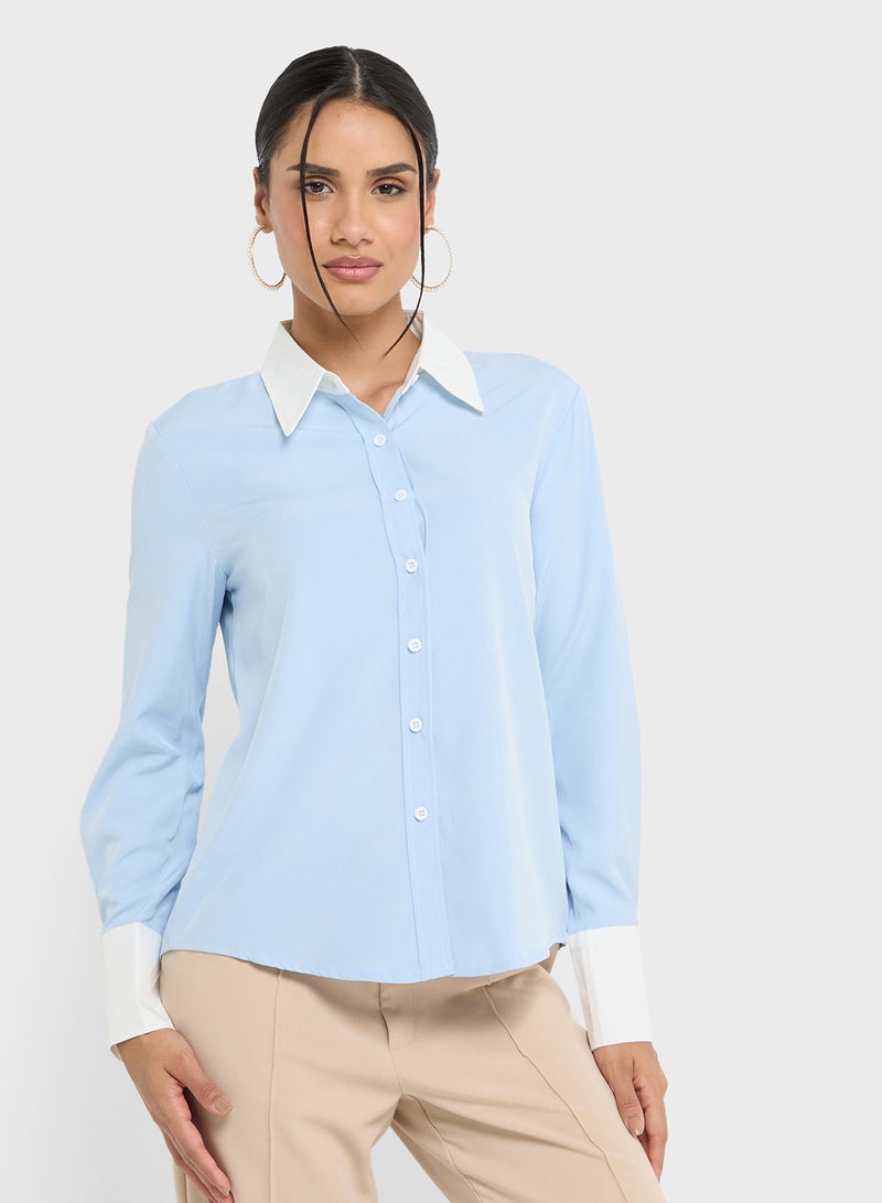 Contrast Collared Shirt