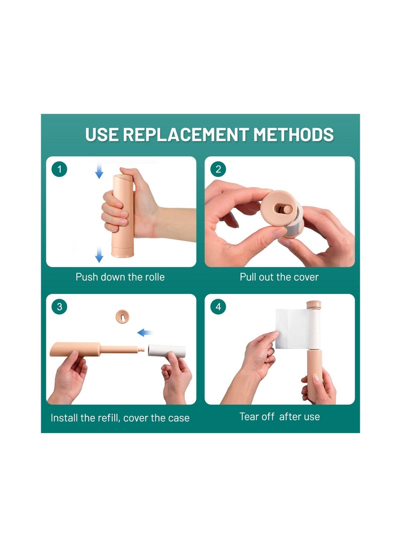 Retractable Lint Roller Mini Roller for Clothes Extra Sticky  Portable Sticky Travel Refillable Pet Hair Remover Dust with 3 Refills 180 Sheets Remove Hair