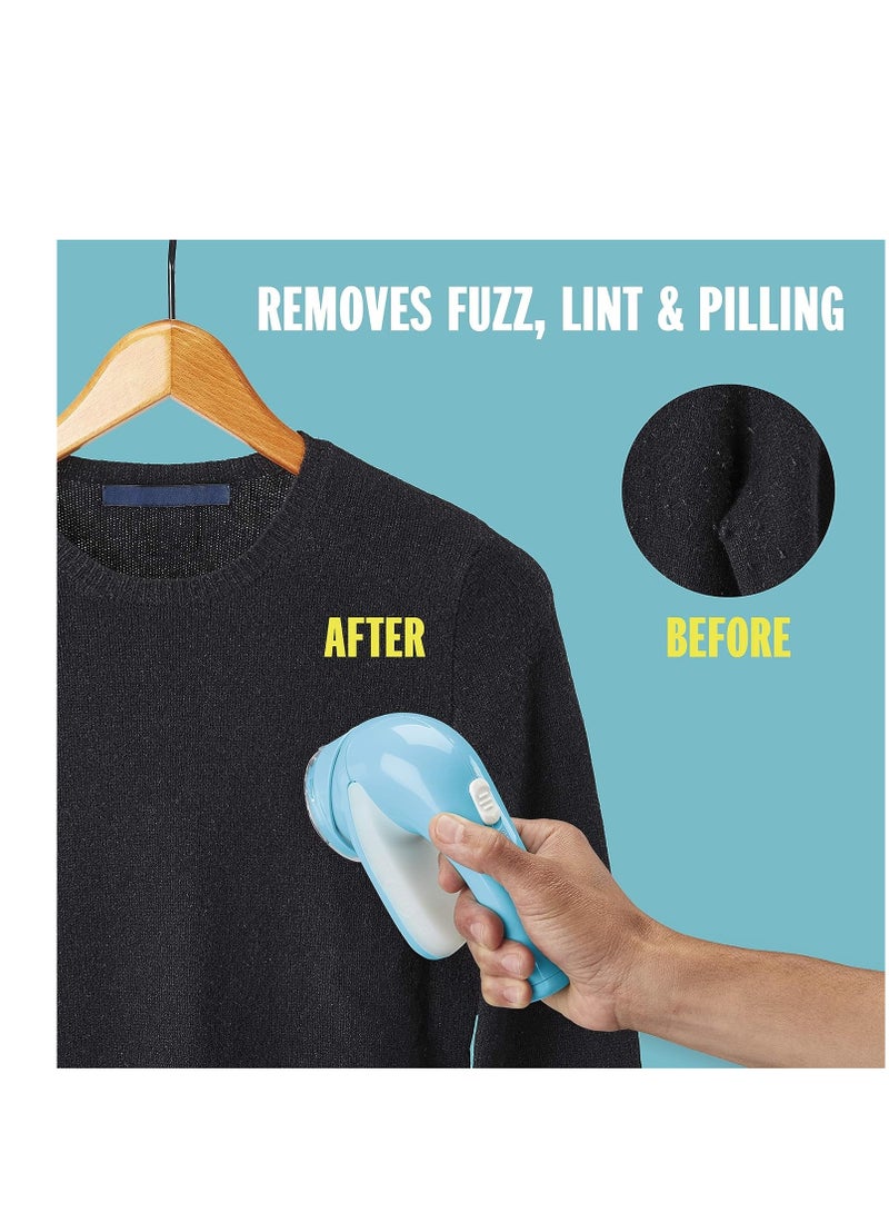 Conair Fabric Shaver and Lint Remover, Battery Operated Portable Fabric Shaver, Blue