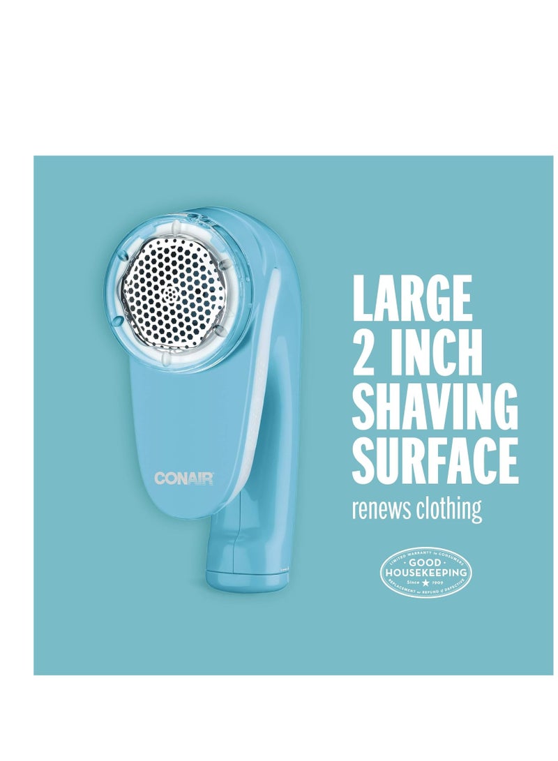 Conair Fabric Shaver and Lint Remover, Battery Operated Portable Fabric Shaver, Blue
