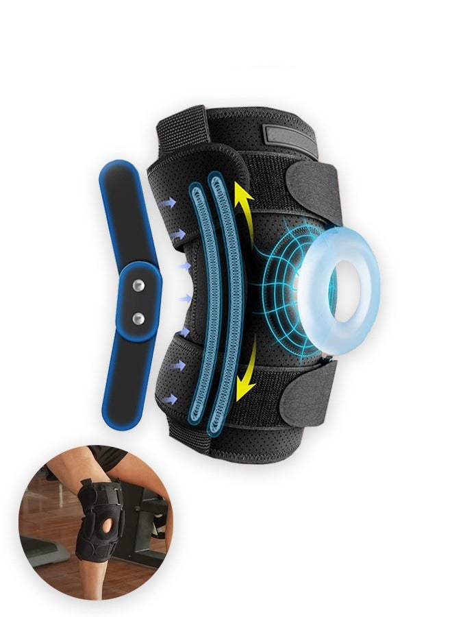 Knee Brace for Meniscus Tear,Adjustable Support for Knee Pain with Removable Metal Hinges & Built-in Side Stabilizers for Sports,ACL MCL Injury or Surgery Recovery,Adjustable Knee Support