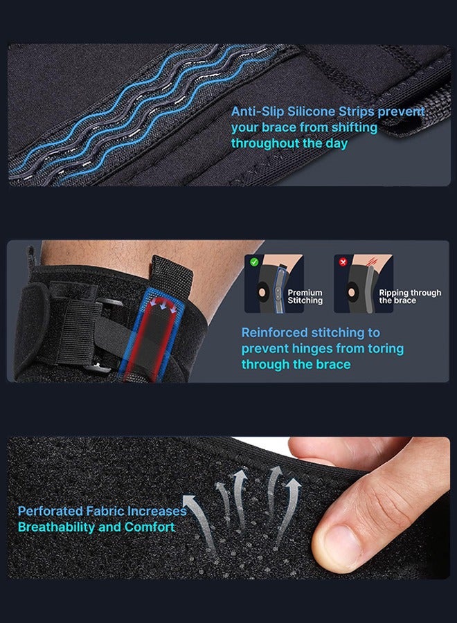 Knee Brace for Meniscus Tear,Adjustable Support for Knee Pain with Removable Metal Hinges & Built-in Side Stabilizers for Sports,ACL MCL Injury or Surgery Recovery,Adjustable Knee Support