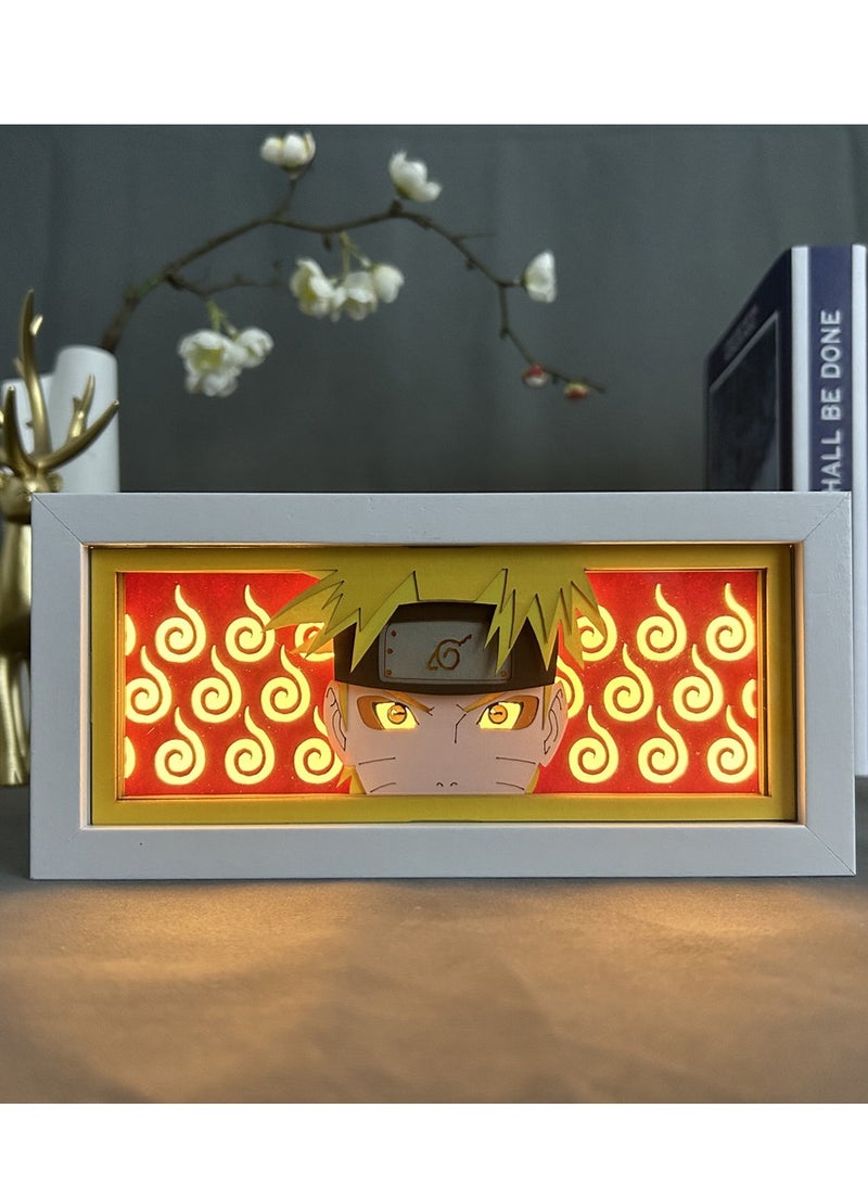 Japanese anime Naruto 3D paper-cut light box comic shadow box photo frame LED light bedroom desk night light