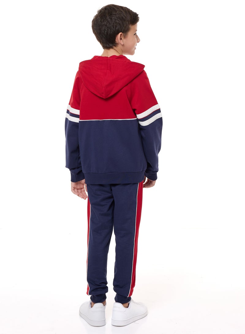 Boys' 2-Piece Hoodie and Jogger Set - Red/Navy