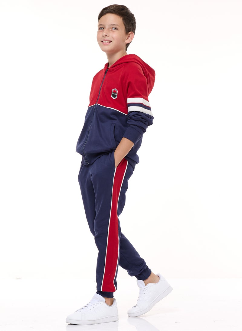 Boys' 2-Piece Hoodie and Jogger Set - Red/Navy