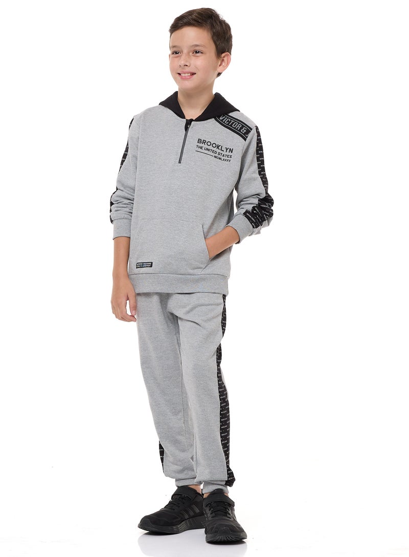 Boys' 2-Piece Hoodie and Jogger Set (3-14 yrs) Grey Mil