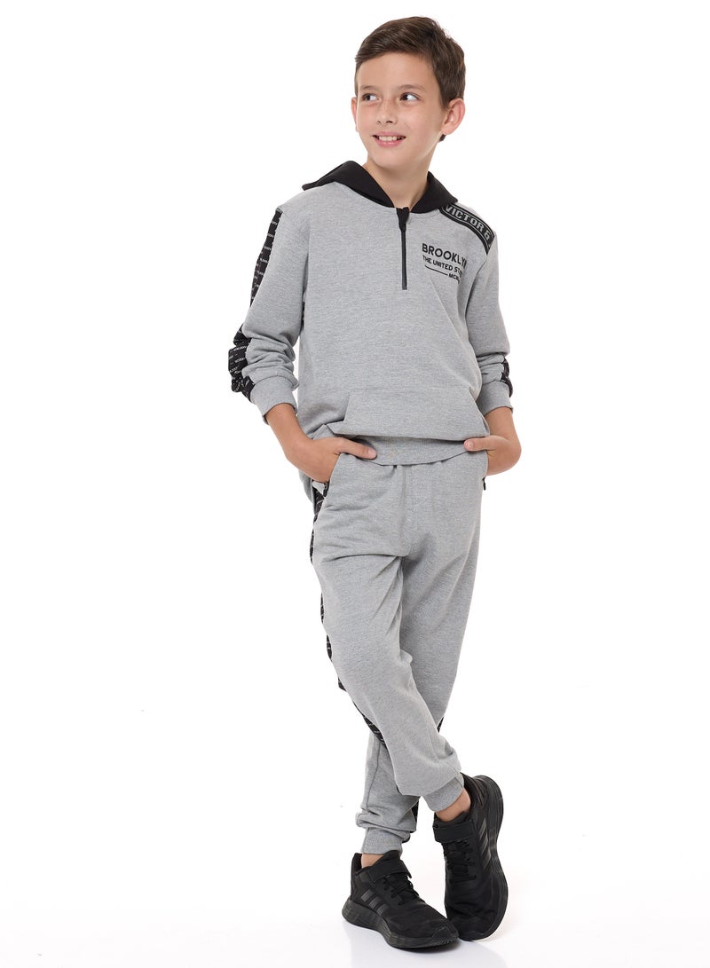 Boys' 2-Piece Hoodie and Jogger Set (3-14 yrs) Grey Mil