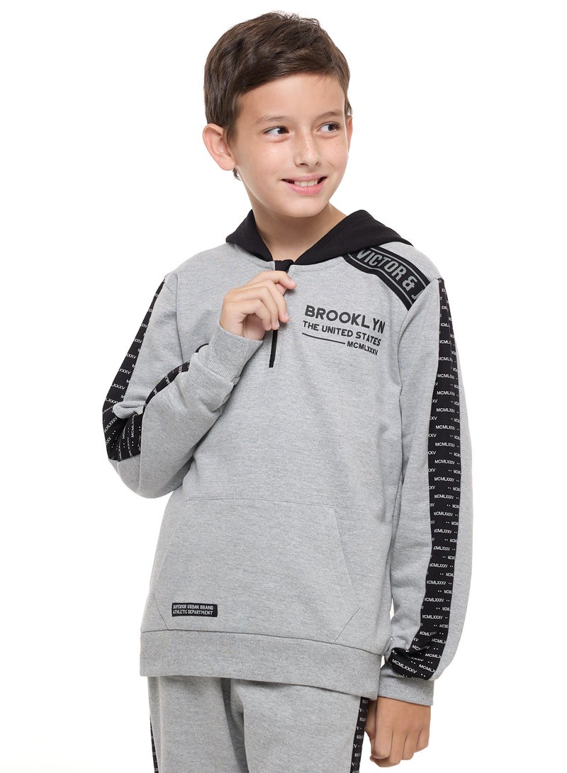 Boys' 2-Piece Hoodie and Jogger Set (3-14 yrs) Grey Mil