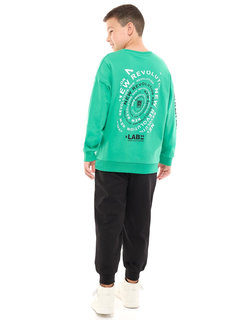 Boys' 2-Piece Sweatshirt and Jogger Set (8-14 yrs) Green-Black