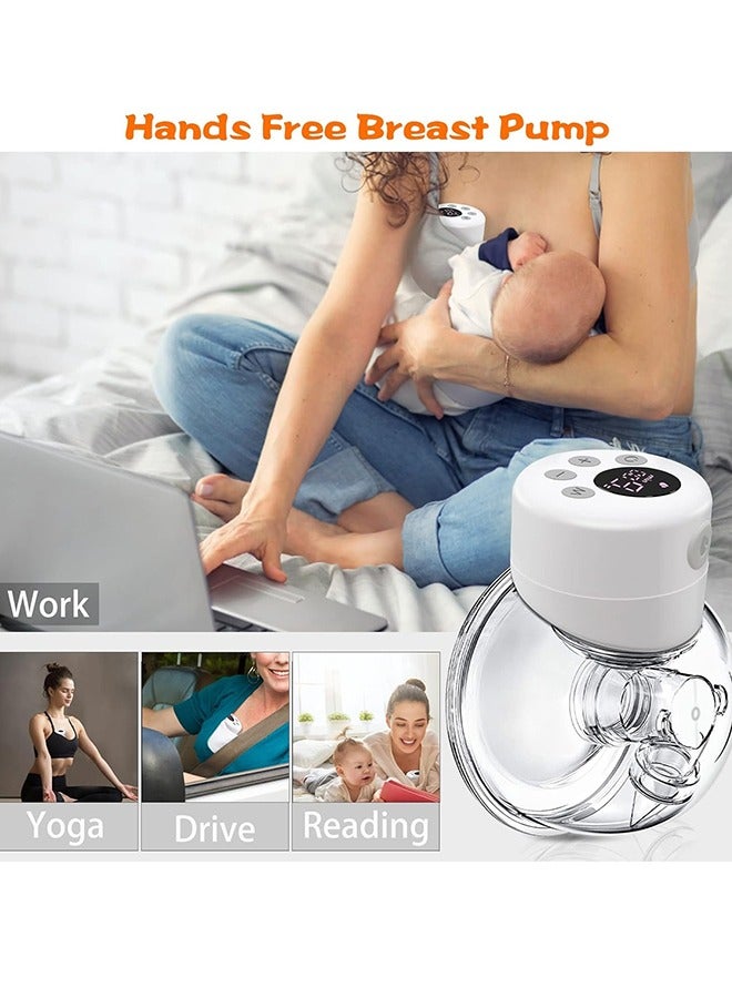 Portable Hands-Free Electric Breast Pump With LCD Display, White