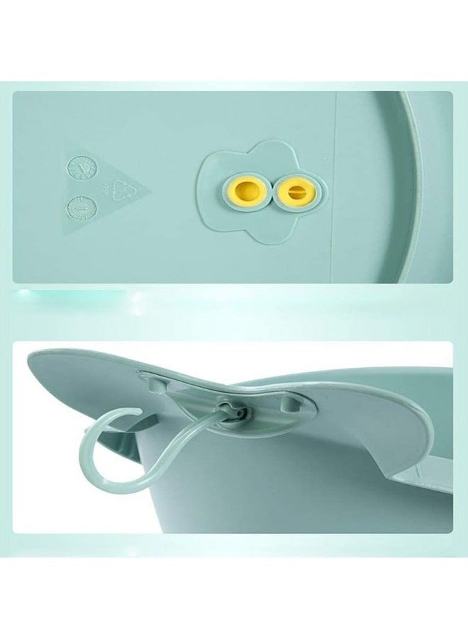 Whale Baby Bathtub With Drain Hole, Shower Basin, Green