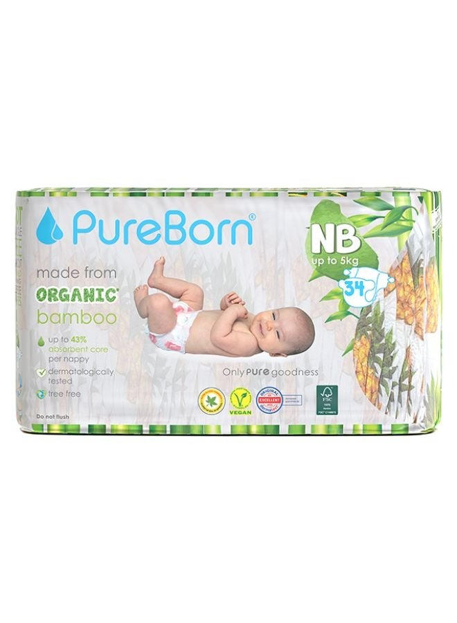 Organic Bamboo Size 1 Diapers Upto 5 Kgs 34 Count