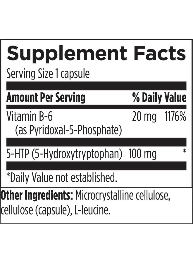 5-Htp 100Mg With Vitamin B6 (P-5-P) 5-Htp Supreme 100 Mg Supplement Serotonin Precursors To Help Support Healthy Mood + Appetite (60 Capsules)