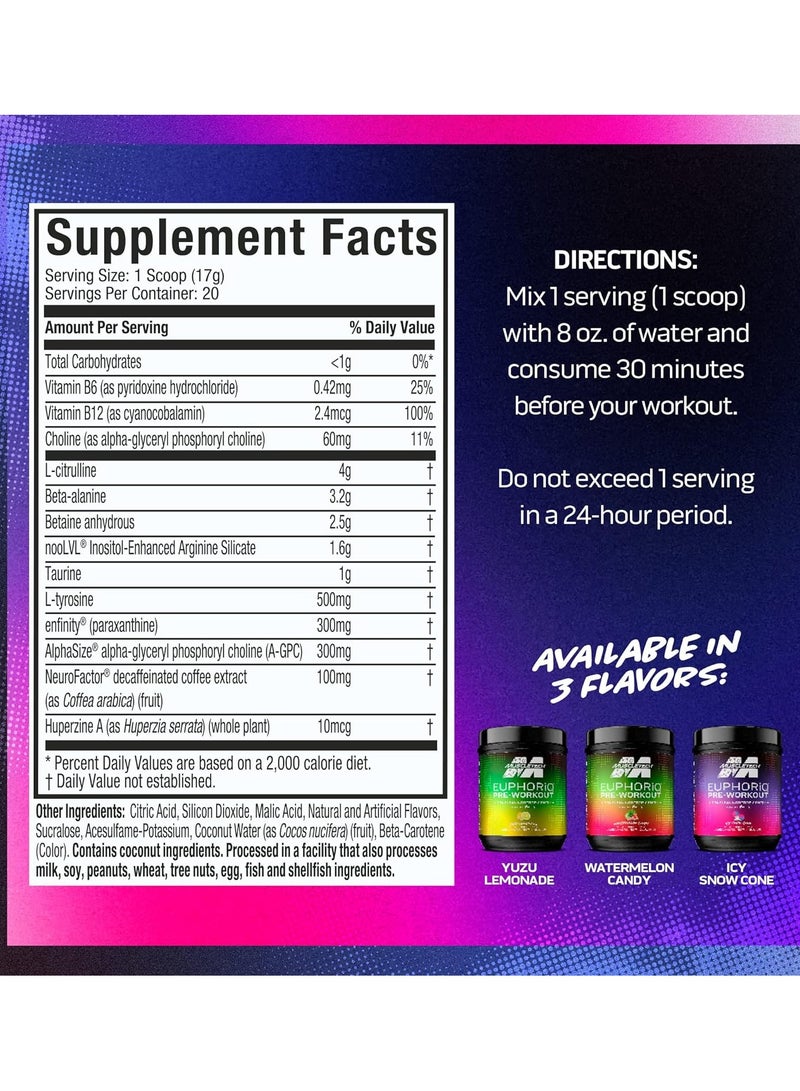 Muscletech EUPHORiQ Pre-Workout 342g Watermelon Candy 20 Serving