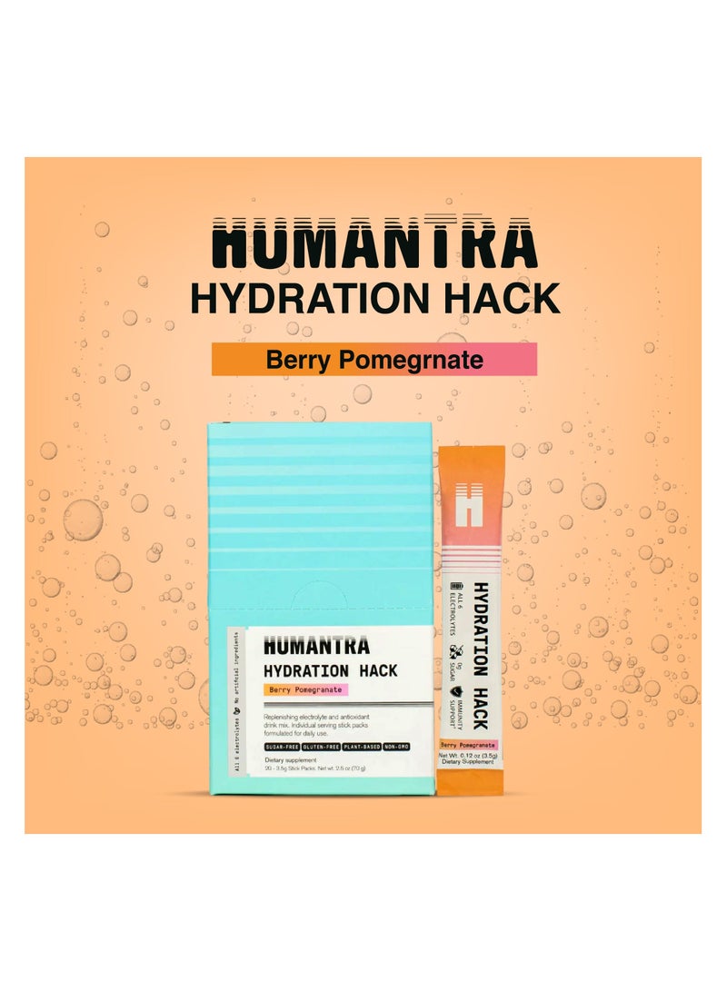 Humantra Hydration Packets | Zero Calorie, Zero Sugar Electrolyte Hydration Multiplier w/Essential Minerals, Boost Immune & Metabolic Functions | Electrolytes Powder (20 count, Berry Pomegranate)