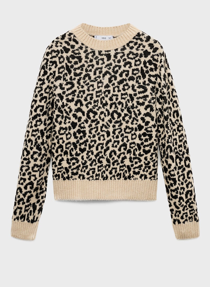 Leopard Jumper With Contrasting Trims