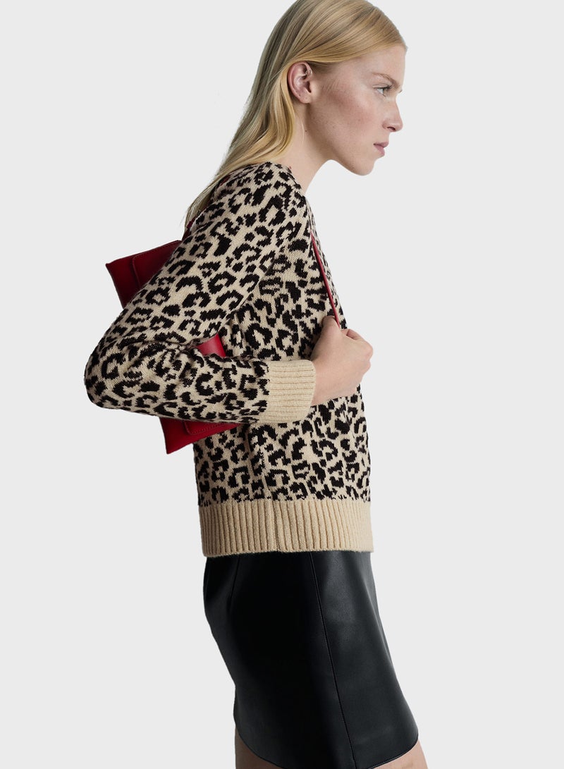 Leopard Jumper With Contrasting Trims