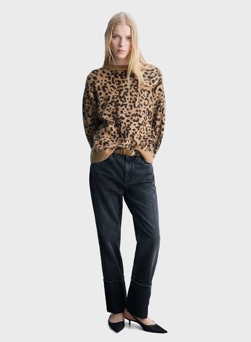 Leopard Jumper With Contrasting Trims