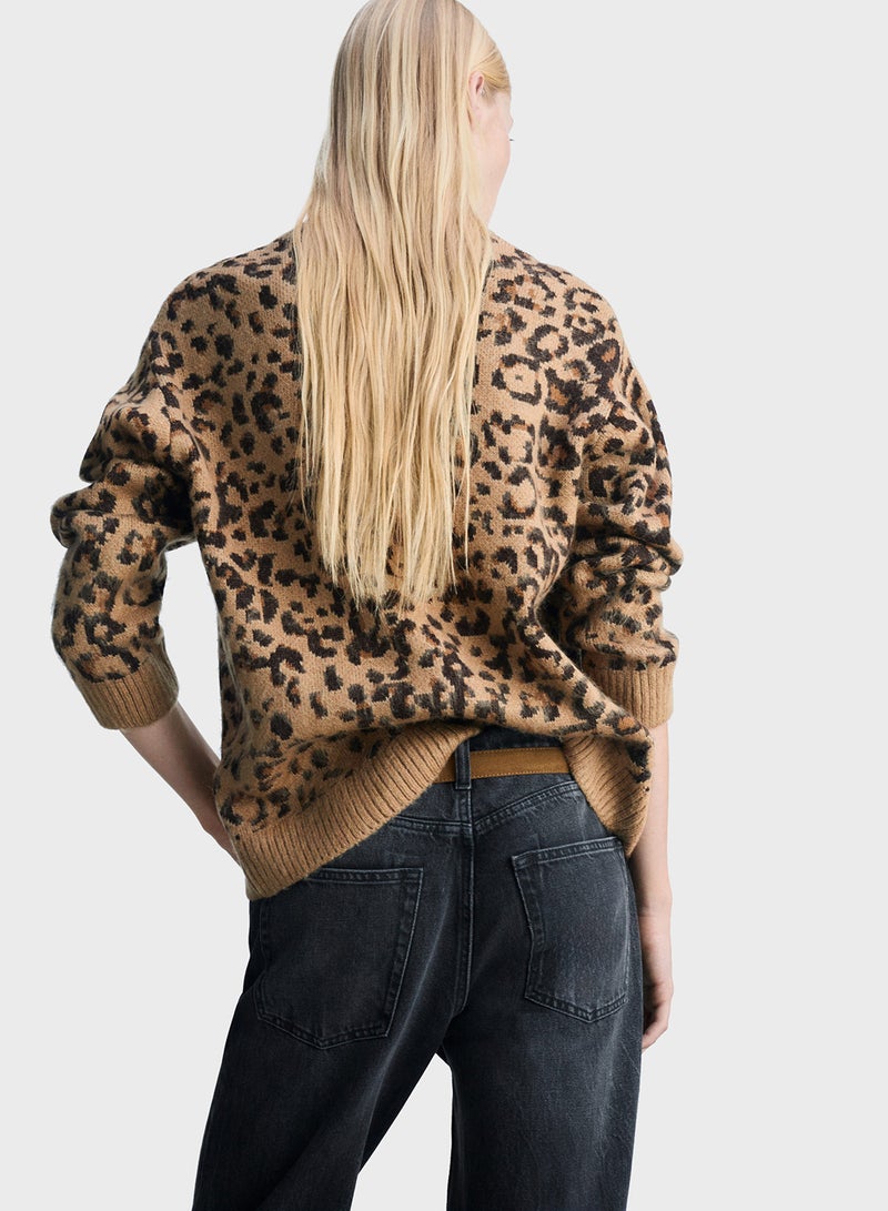 Leopard Jumper With Contrasting Trims