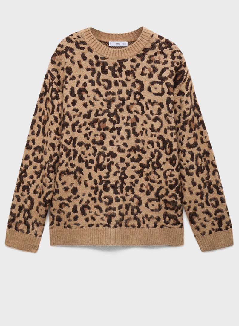 Leopard Jumper With Contrasting Trims