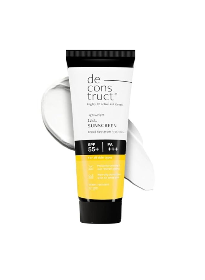 Deconstruct Face Gel Sunscreen Spf 55+ And Pa+++ |For Oily Skin, Combination Skin, Normal Skin | Broad Spectrum Sunscreen, No White Cast, Lightweight, Non Greasy