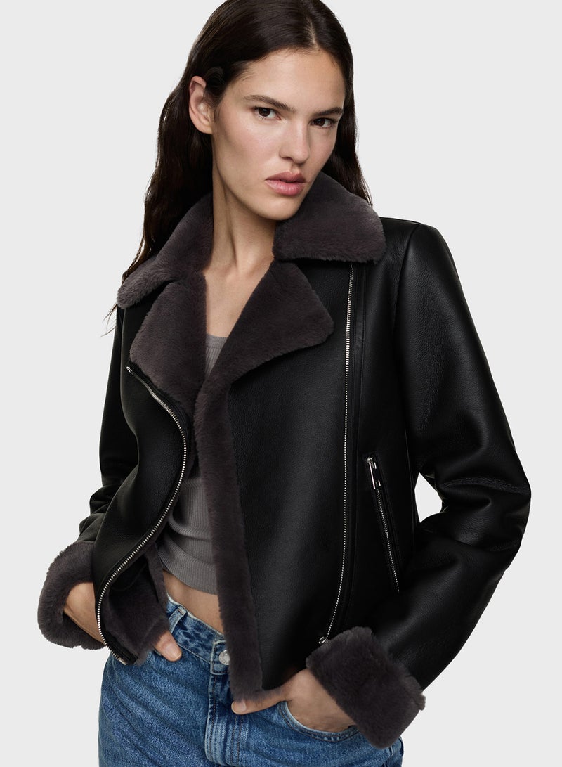 Faux Shearling-Lined Jacket