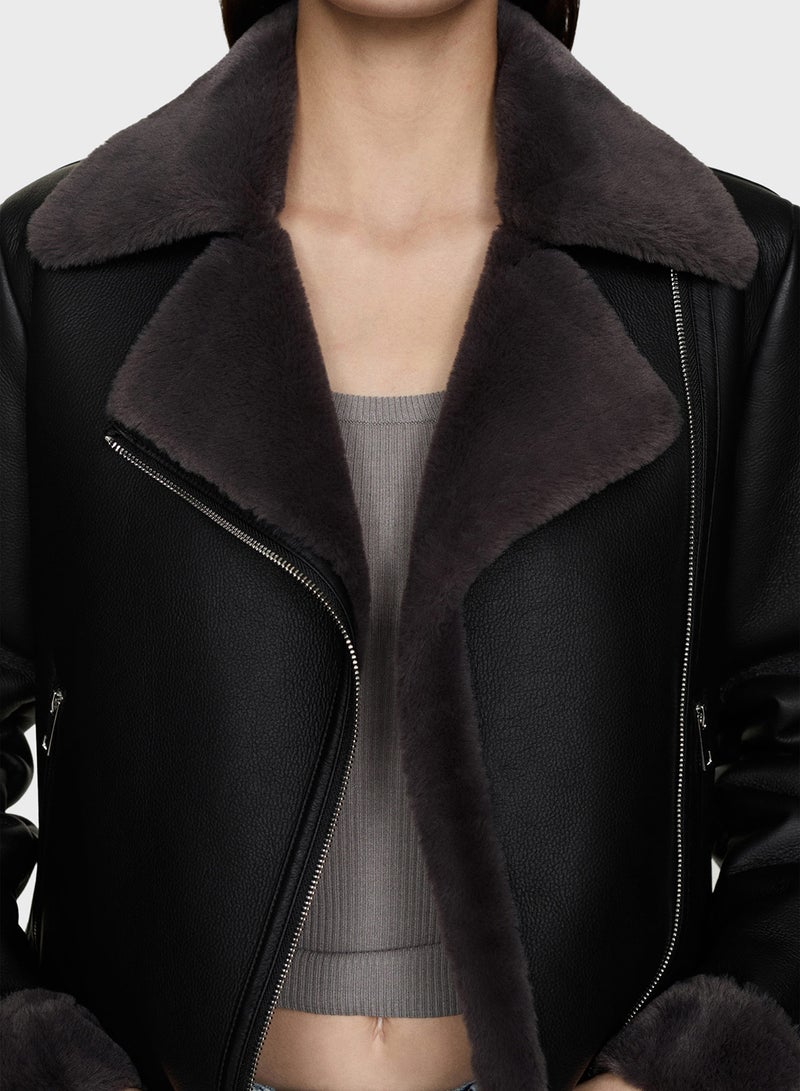 Faux Shearling-Lined Jacket